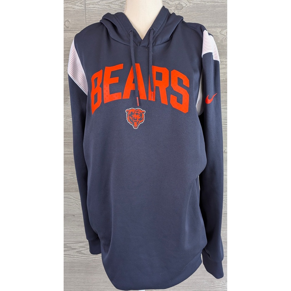 Nike Chicago Bears Therma-FIT Hoodie Mens Navy Blue NFL Sideline Pullover L